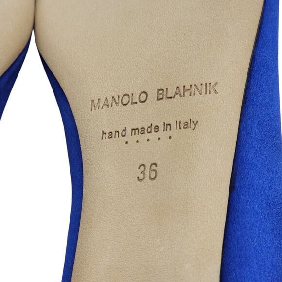 Manolo Blahnik Hangisiflat Jewel Buckle Flat Pumps - Satin - Blue 36 5.5US $1095 - Picture 7 of 7